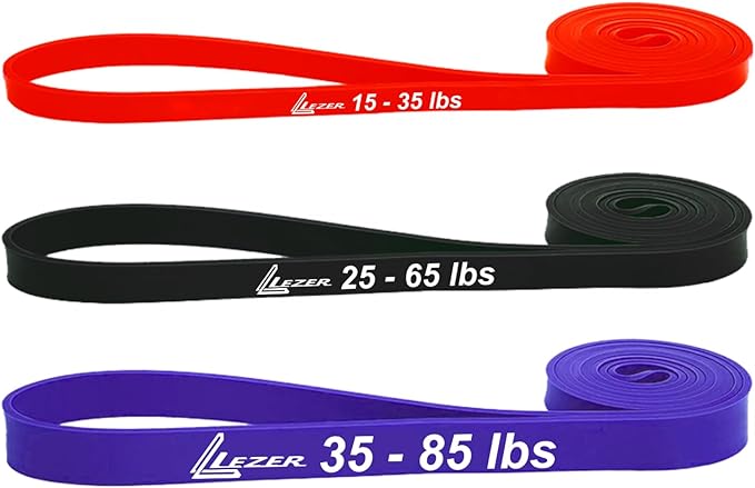 LEZER Resistance Bands - Pull Up Bands for Home Gym Fitness, Stretching, Physical Therapy & Training - Includes Instruction