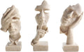 aboxoo 3 Pcs Thinker Statue, Silence is Gold, See No Evil Hear No Evil Speak No Evil Statues, Modern Resin Sculptures Decor for Living Room, Home, Office Study (Sandy)