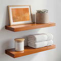 Homeforia 18 inch Floating Shelf Oak, High End Solid Real Wood 18inch Long Floating Shelves for Wall Mounted, Honey Oak Wooden 18in Floating Shelves, Heavy Duty Bracket, 18 X 6.5 X 1.75 inch, Set of 3