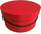 Sarah's Hat Boxes Classic Red Hat Box – 21.5" x 11.5" (Dia. x Ht.) Handmade in USA – Odorless Non-Toxic Adhesive, Cording Handle – Premium Storage for Hats & Accessories