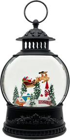 AOMIL Christmas Snow Globe Lantern with Music & Timer - USB/Battery Operated LED Glittering Globe, Snow Globe Decor for Home Holiday (Reindeer)