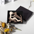 ISHINE Handmade Wood Decor Sculptures, Sitting Man and Dog Statue, Carved Creative Home Office Gift Decoration Natural ECO Friendly
