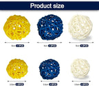 Qingbei Rina 20 PCS Yellow Wicker Rattan Balls,Spring Decorative Balls for Bowls,Vase Filler for Centerpieces,Decorative Orbs Woven Spheres,Bowl Fillers for Home Decor