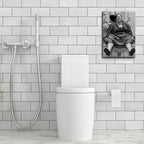 Funny Bathroom Wall Art Set of 2 - Black and White Vintage Humor Wall Decor, Dumb And Dumber Movie Posters Art, Funny Bathroom Decor Canvas Wall Art 16x24in Framed