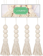 Wood Bead Garlands,Farmhouse Beads Tasels,Rustic Country Decor Prayer Beads for Home Door Knob Decor