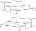 MerryNine Acrylic Risers 6 Pcs, Clear Risers Display Stand, Plastic Display Risers, Transparent Pop stand for Cupcakes, Figures, cosmetics, Collectibles Display, Rectangle-Medium