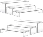 MerryNine Acrylic Risers 6 Pcs, Clear Risers Display Stand, Plastic Display Risers, Transparent Pop stand for Cupcakes, Figures, cosmetics, Collectibles Display, Rectangle-Medium