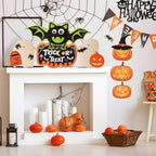 Halloween Front Door Hanger 3Pcs Halloween Wreath Hanging Sign Indoor Outdoor Wall Hanging Decoration