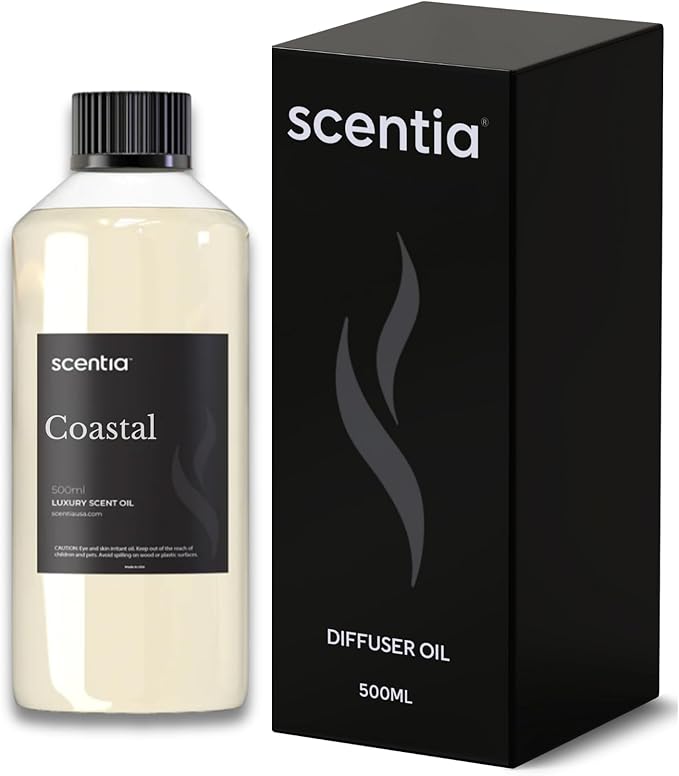 Scentia Hotel Diffuser Oil Inspired by 5-Star Hotel Scent - 500 ml 16.9 fl oz - Fragrance Oil Blend Jasmine, Bergamot Notes for Aromatherapy Diffusers and Humidifiers - Coastal, Thanksgiving Gift