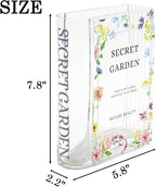 Glass Book Vase, Clear Book Vase for Flowers, Unique Flower Vase, Modern Book Shaped Vases for Bedroom, Living Room, Office, Coffee Table, Bookshelf(Garden)