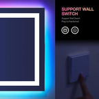 LOAAO 50"X30" LED Bathroom Mirror with Lights, Anti-Fog, Dimmable, RGB Backlit + Front Lighted, Bathroom Vanity Mirror for Wall, Memory Function