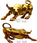 Brass Bull Statue -Art Decor Bull, Cow Figure Statues Ox Sculptures for Home Living Room Office Decoration, Symbol of Career and Wealth Medium(7.3 X 4.3 X 4.7)