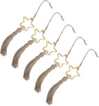 Versatile Wood Bead Jute Rope Tassel Elegant Hanging Ornament for Warm Ambiance Decoration 5pcs