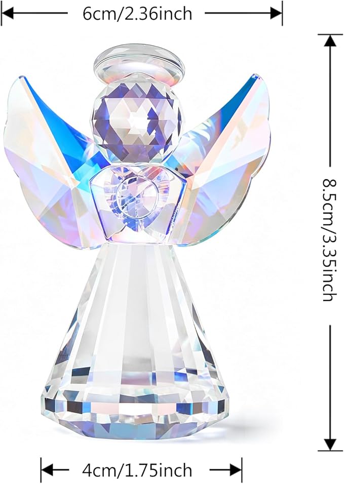 Crystal Guardian Angel Figurine Decoration, Glass Guardian Angel Statue Christmas Birthday Gifts for Women Girlfriend Daughter, Art Collectible Figurines Home Decor (Colorful)