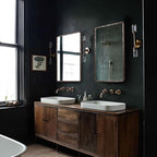 ANDY STAR Hand-Forged Bronze Bathroom Mirrors for Wall, 30x40 Inch Vintage Solid Steel Metal Frame Bathroom Vanity Mirror, Antique Rounded Rectangle Wall Mirror, Hangs Horizontally or Vertically