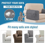 H.VERSAILTEX Armrest Covers for Sofa Water Resistant Couch Arm Covers Remote Control Holder Sofa Armrest Organizer for Magazine, Tablet, Phone, iPad(Set of 2, Gray/Beige)