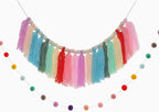 Avxdbr 2Pcs Boho Rainbow Tassel Garland Pom Pom Tassel Banner Colorful Wall Hanging Party Decorative Boho Classroom Decor for Back to School Wedding Birthday Baby Shower