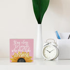 Sunflowers Pink Room Decor Sunflower Gifts for Women Spring Decor Pink Accessories Sunflower Wooden Box Sign for Home Office Desk Tabletop Shelf