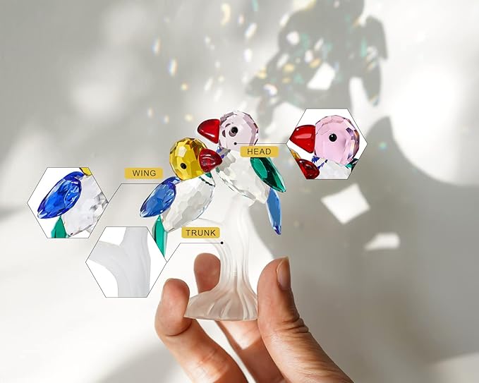 H&D HYALINE & DORA Crystal Birds Figurines Collectibles Art Glass Animal Figurine Craft Ornament Home Table Decoration,Gift Boxed