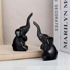 DUQGUHO Mini Black Elephant Gifts for Women, Modern Style Small Animal Statue, 2PCS Elephant Decor for Desk Shelves 3.5Inch