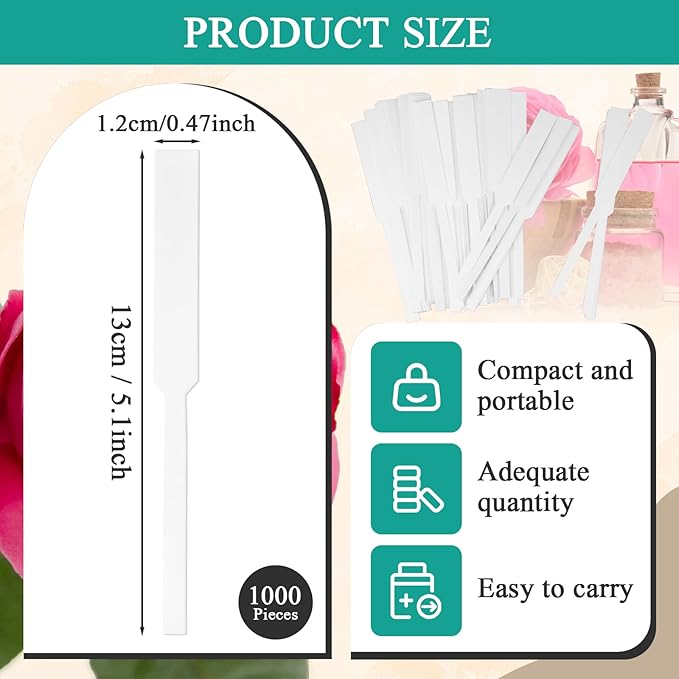 1000 Pieces Perfume Tester Strips - Perfume Blotter Essential Oils Paper Test Strips -Premium Fragrance Tester Strips for Scent Evaluation - Fragrance Strips for Aromatherapy & Spice Oils (White)