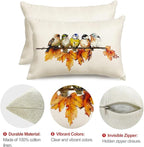 RABUSOFA Fall Pillow Covers 12x20 Inch Bird Autumn Decorations for Home Outdoor Thanksgiving Decor Maple Leaf Decorative Lumbar Throw Pillow Cases Farmhouse for Couch Sofa
