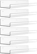 upsimples 6 Pack Acrylic Shelves for Wall Storage, 15" x 4“ Floating Bookshelves for Kids, Display Shelf Organizer for Bathroom, Bedroom, Living Room, Kitchen, Room Decor, Clear