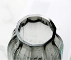 Black Grey Glass Vase for Flowers,Dark Grey Bud Tall Glass Vases,H-8.0" Simple Striped Design for Home Floor Decor,Farmhouse Decor, Centerpiece Coffee Table Decorations
