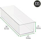 mDesign Plastic Drawer Organizer Box, Long Storage Organizer Bin Container; For Closets, Bedrooms, Use for Leggings, Socks, Ties, Jewelry, Accessories - Lumiere Collection - 2 Pack - Clear