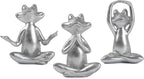 Suoedd Silver Frog Figurines Yoga Decor Set of 3 –Frog Yoga Statues for Modern Living Room Table Office Bookshelf Shelves Home Sculptures Decor, for Mom Dad Women