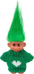 Retro Vintage Lucky Troll Dolls Assorted Hair Colors Chromatic Adorable for Collections, School Project, Arts and Crafts, Party Favors (Green)