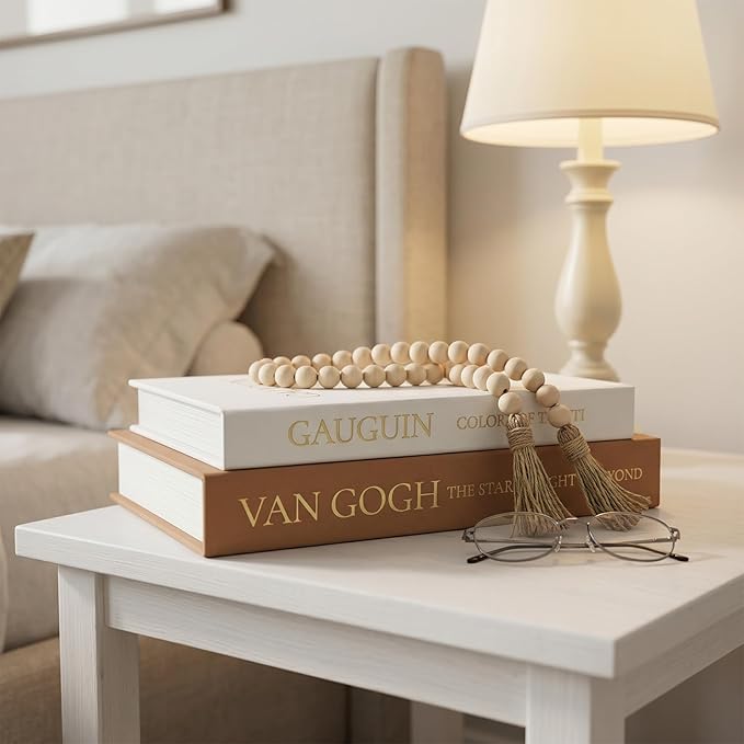 Set of 2 Premium Linen Decorative Books with Hidden Storage - Stackable Faux Book Box for Coffee Table Styling & Organization, Real Fabric Cover Fake Books as Display Riser for Shelf & Entryway