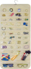 Bloss Hanging Jewelry Organizer With 90 Pockets,Earring Holder Organizer Storage For Valentine's Day Gift,Double-Sided Jewelry Holder for Earrings, Necklaces, Rings on Closet,Wall,Door(Beige)