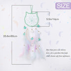 Pretty Jolly Green Cat Kids Dream Catcher Wall Decor Pompom Feather Baby Dreamcatcher Handmade Children Dream Catcher Home Décor Wall Hanging for Nursery Bedroom Boys Girls Birthday Gift-25.6in