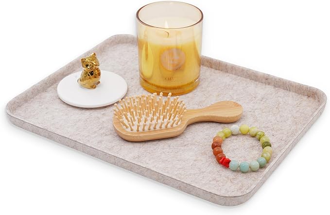 Welaxy felt tray Lid for Storage Bins Drawer Organizer bin cap of box (M, Oatmeal Lid)