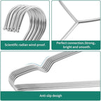 Hangers 10 Pack Clothes Hanger Strong Heavy Duty Stainless Steel Metal Ultra Thin Space Saving Wire Hangers 16.5in by WYCQKL