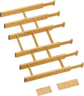 6 Pack Bamboo Drawer Dividers with 12 Inserts, Expandable Adjustable Clothes Drawer Organizers and Storage from 17" to 22" for Kitchen, Bedroom, Dresser, Cosmetics (Natural)