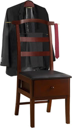 ZCXBHD Suit Valet Stands For Men With Drawer Wooden Chair Valet Stand Freestanding Valet Stand for Women With Trouser Bar And Tie Bar