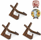 ANBOXIT Bowl Stands for Display, 3 Pack 4.5 Inch Plate Holder, Wooden Easel Frame Holder, Display Stand for Large Deep Platters and Dishes, 4.5" H x 6.2" W x 5.5" D(For Bowls under 3.5" in Depth)