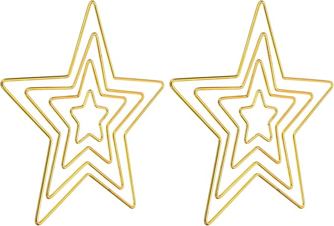 PATIKIL Dream Catcher Rings Set, 2 Set 4 Sizes Metal Star Shape Macrame Wreath Floral Ring Hoop for Christmas Decor Home DIY Craft Wedding Wall Hanging Decoration, Gold