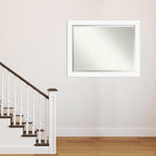 Amanti Art White Wall Mirror 35x45 Basic White Rectangle Bathroom Mirror for Wall Decor Living Room, X-Large Casual Wood Frame, Hangs Horizonally and Vertically, Bathroom Decor, Beveled Edge