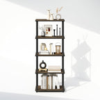 Furinno Turn-N-Tube Book Shelf, 5-Tier Bookshelf, Bookcase with Multipurpose Compact Display Rack, 11.6 x 23.6 x 57.4, for Living Room, Bedroom, Home Office, Columbia Walnut/Black