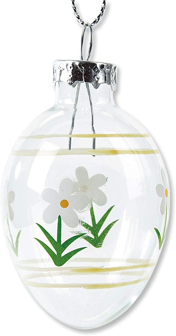Lillian Vernon Hand Painted Blown Glass Easter Ornaments - Handcrafted Hanging Tree Decorations, Easter Egg Holiday & Party Decor, 2 in, Assorted, 12-Piece Set