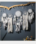 Set of 5 Boho, Hanging Large Boho Dream Catcher Wall Hanging Moon Dream Catcher Set Dream Catchers Wall Decor for Vintage Wedding Home Decorations (Black Purple)
