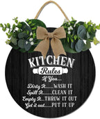 Kitchen Signs Wall Decor,Kitchen Rules Rustic Round Wooden Sign,For Home, Office, Store Or Restaurant