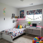 Tri-Tone Harmony Mobile: A Vibrant Orange, Green, and Yellow Hanging Décor with Six Dynamic Triangles