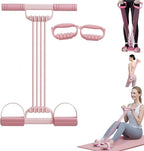 3 in 1 Adjustable Pedal Resistance Band, 8-Tube Multifunction Tension Rope, Natural Latex sit-up Trainer Resistance Band Suitable for Fat Loss and Full-Body Shaping Workout (Pink)