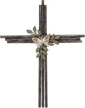 Synovana Wall Cross, Rustic Metal Cross Wall Decor with Butterfly & Leaves, Inspirational Christian Wall Crosses for Home Decor, Crucifix Gift