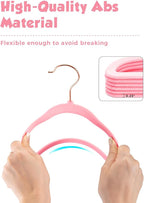 Smartor Kids Velvet Hangers 50 Pack, 14 Inch Premium Non Slip Kids Felt Hangers for Closet, Space Saving Toddler Clothes Hanger for Youth's Childrens' Clothes (Rose Gold Hook)- Pink