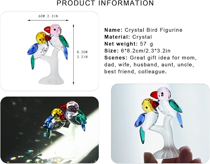 H&D HYALINE & DORA Crystal Birds Figurines Collectibles Art Glass Animal Figurine Craft Ornament Home Table Decoration,Gift Boxed